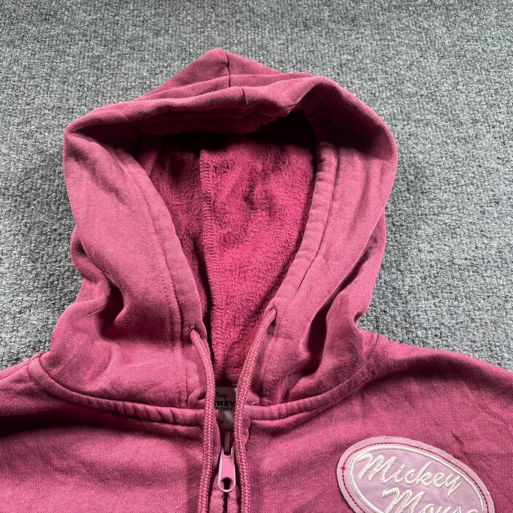 Disney Mickey & Friends Hoodie Womens XS Pink Patchwork Fleece Full Zip Hooded - Picture 6 of 13